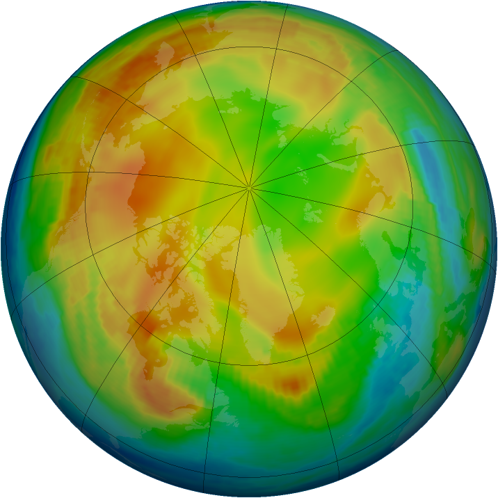 Arctic ozone map for 19 January 1999